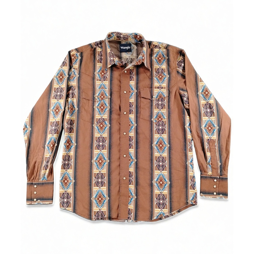 Wrangler Checotah Southwestern Snap Shirt M Cotton Aztec Streetwear Gorpcore